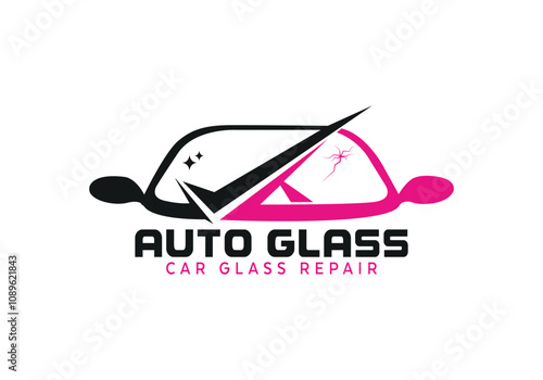 Auto glass repair logo design vectors
