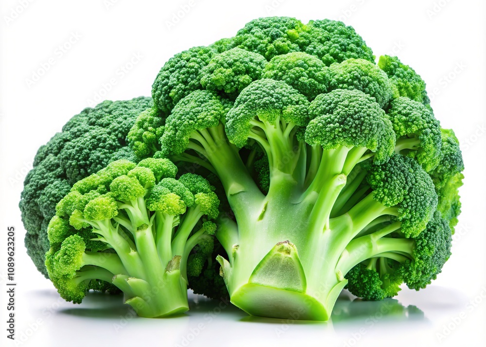 Macro broccoli heads, fresh, whole and halved, showing detailed texture. Macro broccoli heads, fresh, whole and halved, showing detailed texture.
