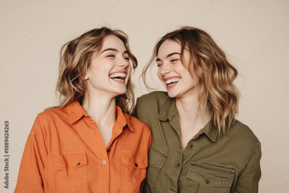 Two women standing side by side, possibly friends or colleagues Two women standing side by side, possibly friends or colleagues