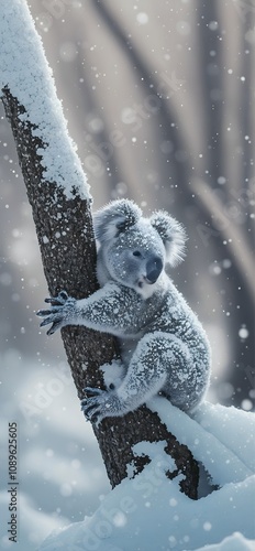 Photography Koala in the Snow - The Beauty of Winter Tranquility