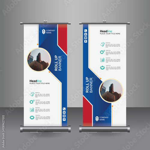 Vertical Business Roll Up  Banner Design, Signboard Advertising Brochure Flyer Template Vector X-banner and Street Business Flag of Convenience, Layout Background.

