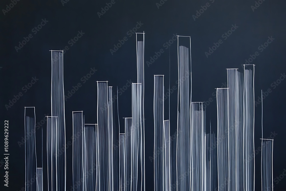 Abstract bar chart outlines in white on a navy backdrop Abstract bar chart outlines in white on a navy backdrop