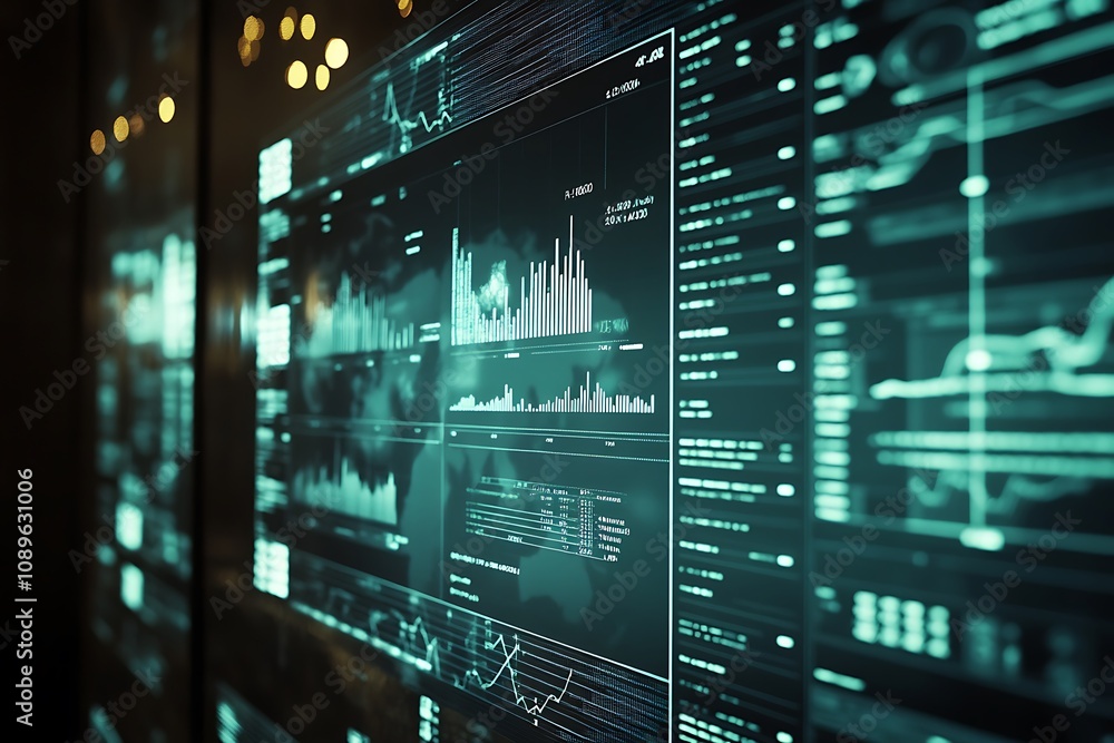 Business financial data visualization on screen Business financial data visualization on screen