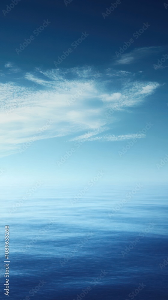 Serene Ocean Scene Under A Blue Sky With Clouds Serene Ocean Scene Under A Blue Sky With Clouds