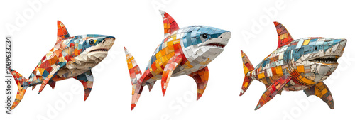 Colorful Artistic Sharks in Modern Design