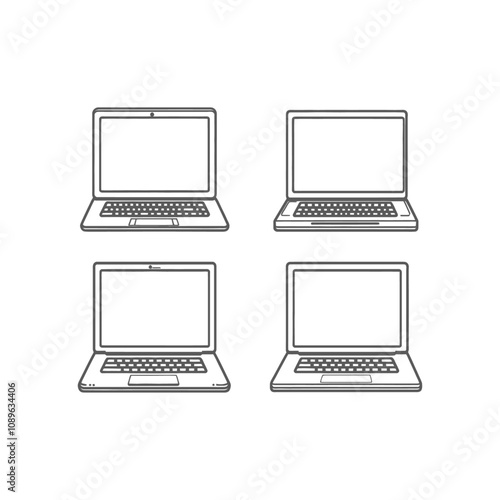 Four Outline Drawings of Closed Laptops