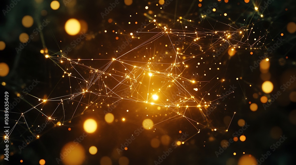 Obraz premium Abstract glowing corporate network with floating financial data