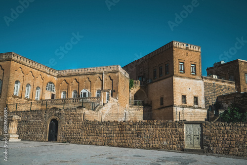  Midyat mufti building. Midyat's stone and decorative houses. Mardin, Turkey.