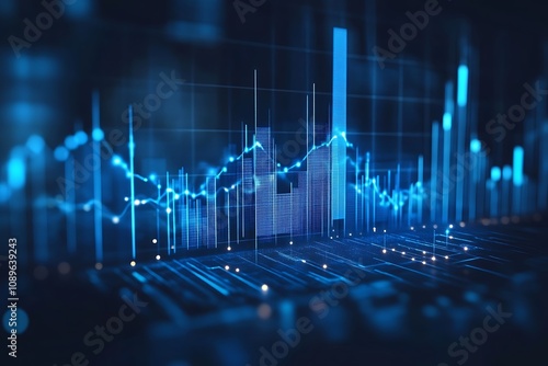 Abstract faint blue charts floating on a dark navy background