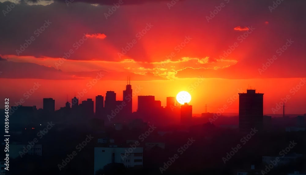 sunset over city sunset over city