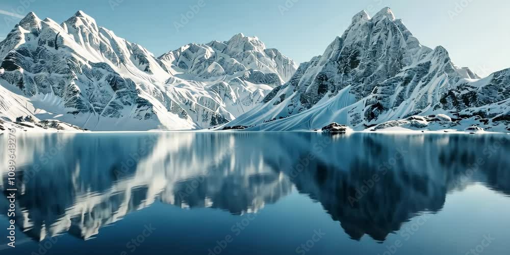 custom made wallpaper toronto digitalAlpine lake reflecting snowy peaks and a clear blue sky, 4K Video