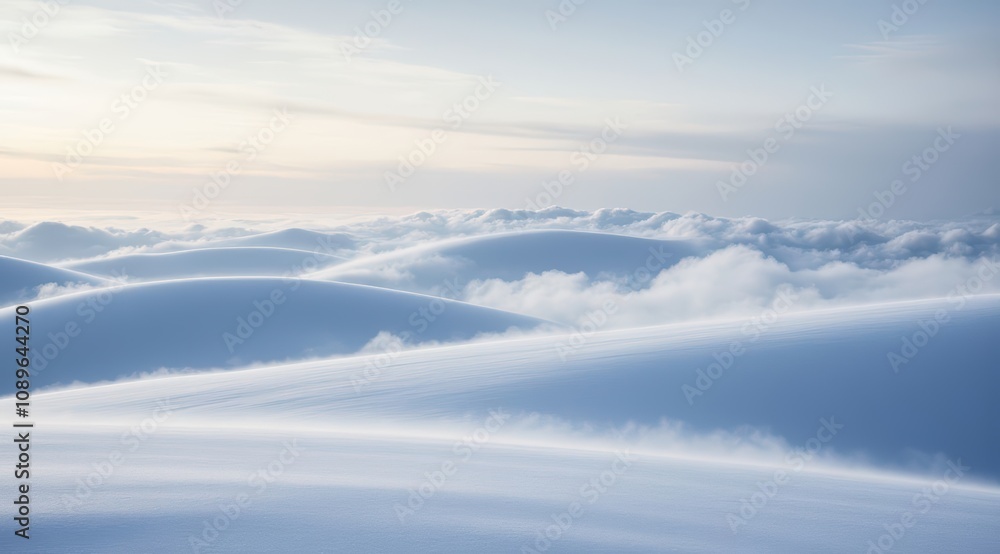 Serene winter landscape with soft snowdrifts Serene winter landscape with soft snowdrifts