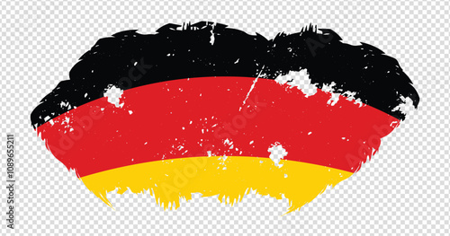 Germany national flag with distressed stroke brush effect on isolated background