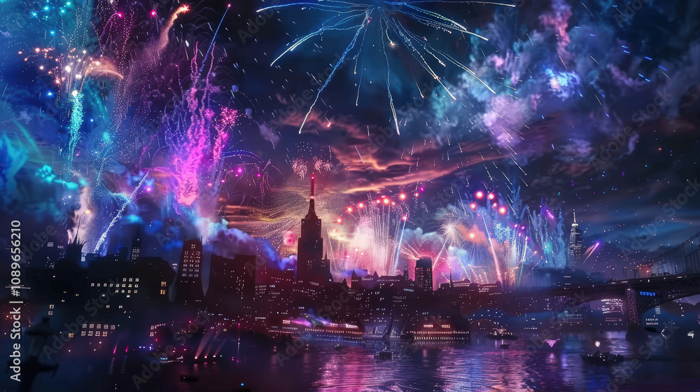 fireworks over the city fireworks over the city