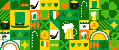 Modern seamless geometric pattern for St. Patrick's Day. For wallpaper, wrapping paper, banners, posters, greeting cards