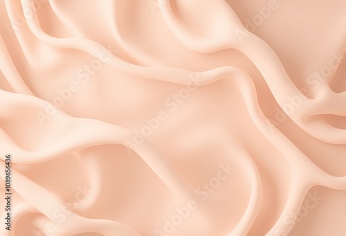 Abstract peach colored waves and curves of fabric.