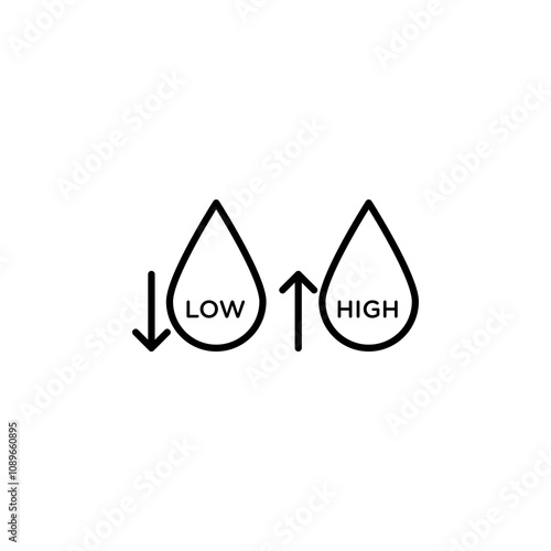 Low and high cholesterol thin line vector icon
