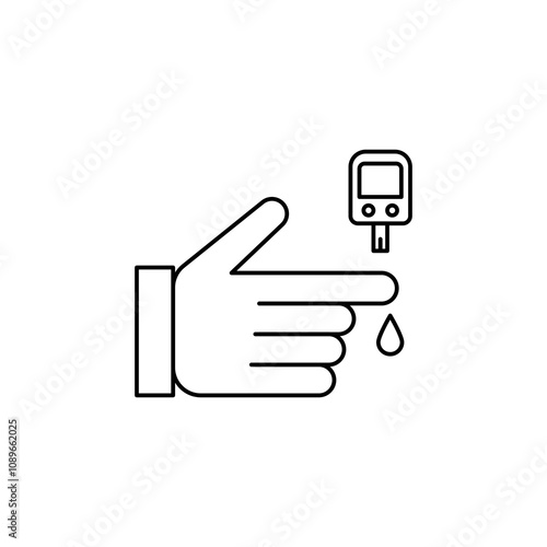 Blood sugar test thin line vector icon