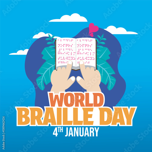 world braille day vector flat design