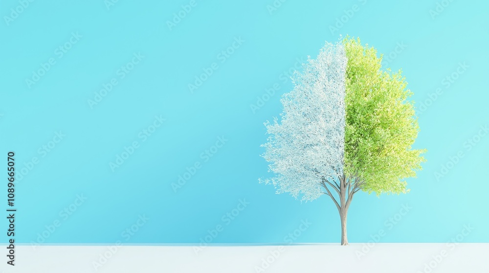 Seasonal transformation of a tree minimalist design nature photography vibrant colors close-up view environmental concept Seasonal transformation of a tree minimalist design nature photography vibrant colors close-up view environmental concept