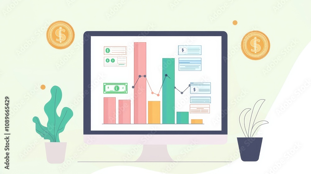 Analyzing financial trends with charts and graphs home office digital illustration modern workspace informative viewpoint data insights Analyzing financial trends with charts and graphs home office digital illustration modern workspace informative viewpoint data insights