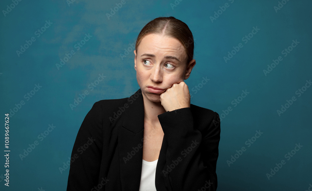 feeling sad and stressed, upset because of a bad surprise, with a negative, anxious look feeling sad and stressed, upset because of a bad surprise, with a negative, anxious look