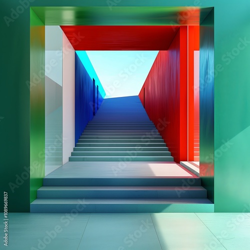 success concept in green blue white and red