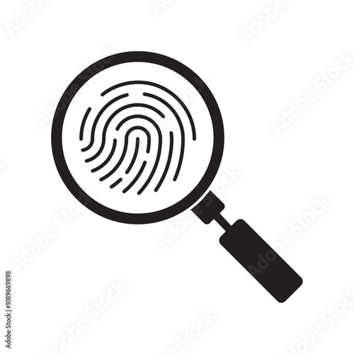 fingerprint magnifying glass flat icon vector