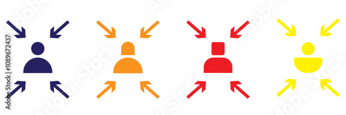 Arrow and point symbolizing Concentration icon , vector illustration