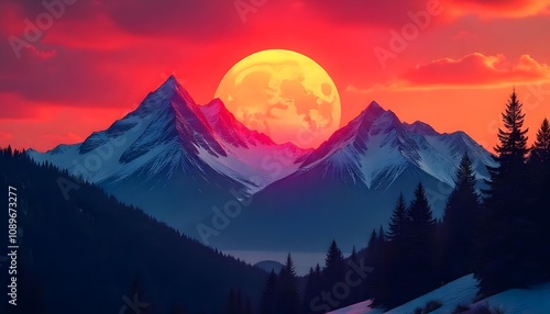 sunset in the mountains