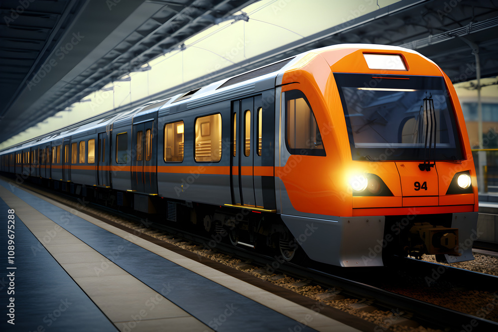 Naklejka premium High-resolution modern train on platform in metro station