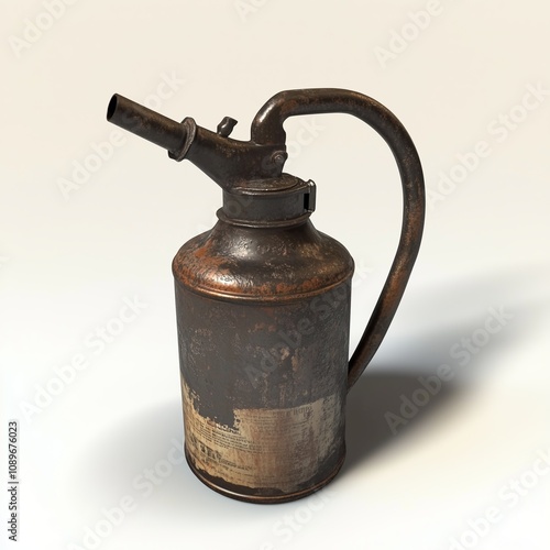 Vintage Oil Can with Spout and Handle Game Art Concept Isolated on White Background