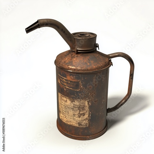 Weathered Oil Can with Broad Spout Game Art Concept Isolated on White Background
