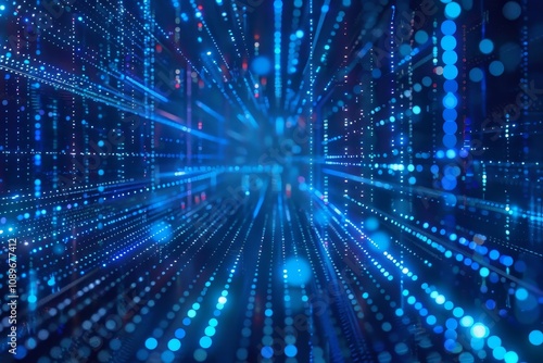 Wallpaper Mural Vibrant digital abstract design showcasing flowing blue light particles against a dark background Torontodigital.ca