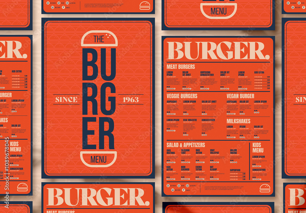 Burger Resturant Menu Stock Template | Adobe Stock