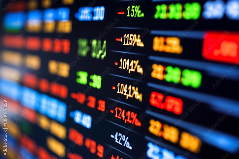 Business financial statistics on digital screen Business financial statistics on digital screen