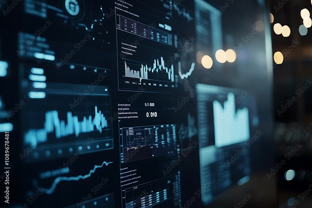 Business financial data visualization on screen Business financial data visualization on screen