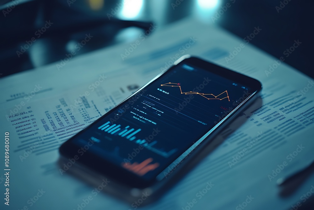 Corporate finance analysis on smartphone screen Corporate finance analysis on smartphone screen