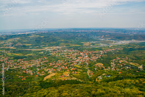 Landscape from the Avala tower on the mountain