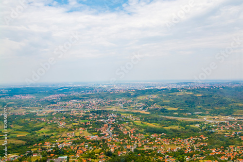 Landscape from the Avala tower on the mountain