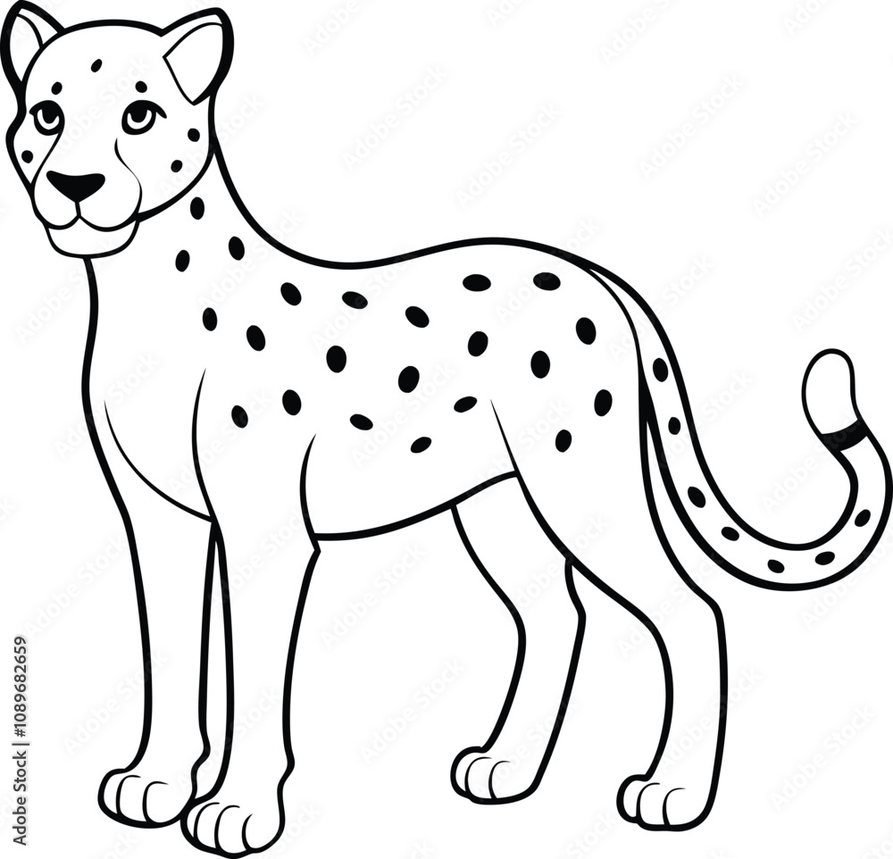 Fototapeta premium Cheetah Line Art