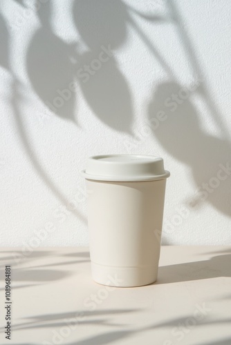 a clean white mockup of a coffee packaging, white background, studio enviroment.