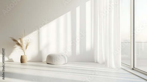 Beautiful Colored Mockup Bedroom Interior Blank Poster Decoration Art Background Image, generative AI