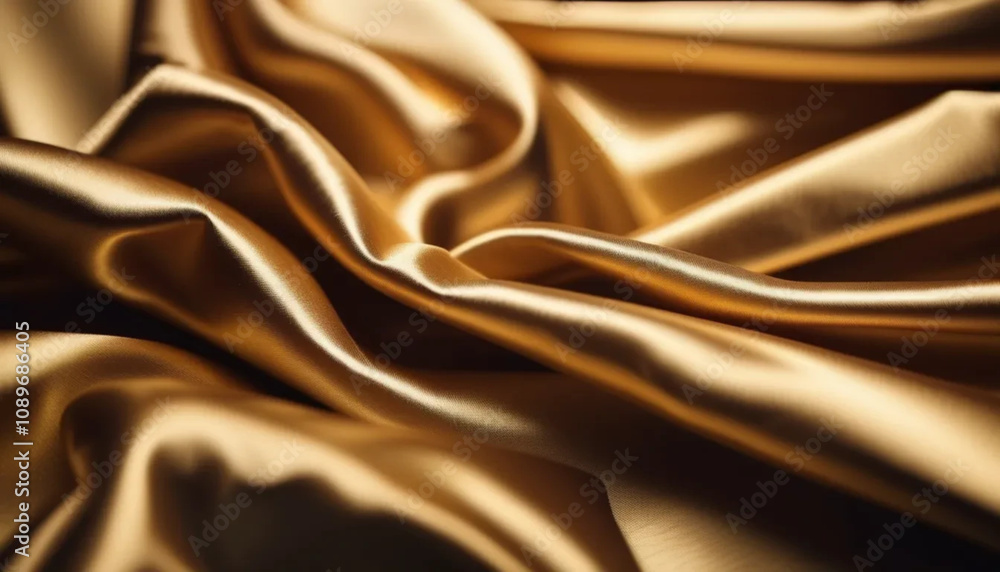 Fototapeta premium Golden draped satin as a background. 