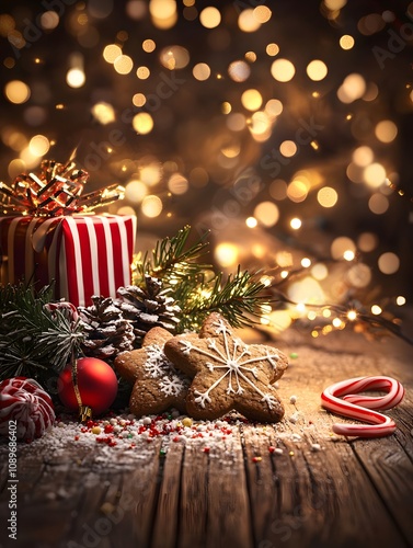 Festive holiday baking event christmas cookies and decorations cozy indoor setting warm ambiance joyful celebration