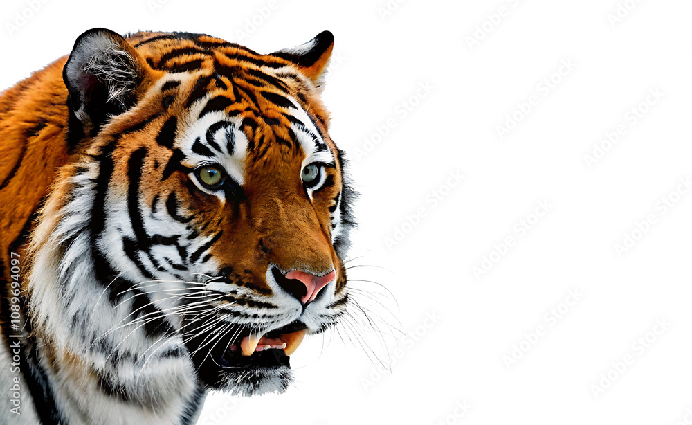 Obraz premium tiger head isolated on white background.AI GENERATED