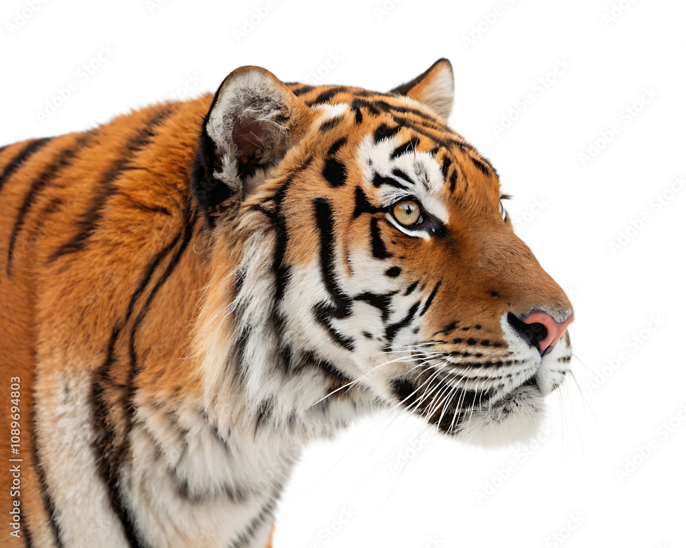 Naklejka premium tiger head isolated on white background.AI GENERATED
