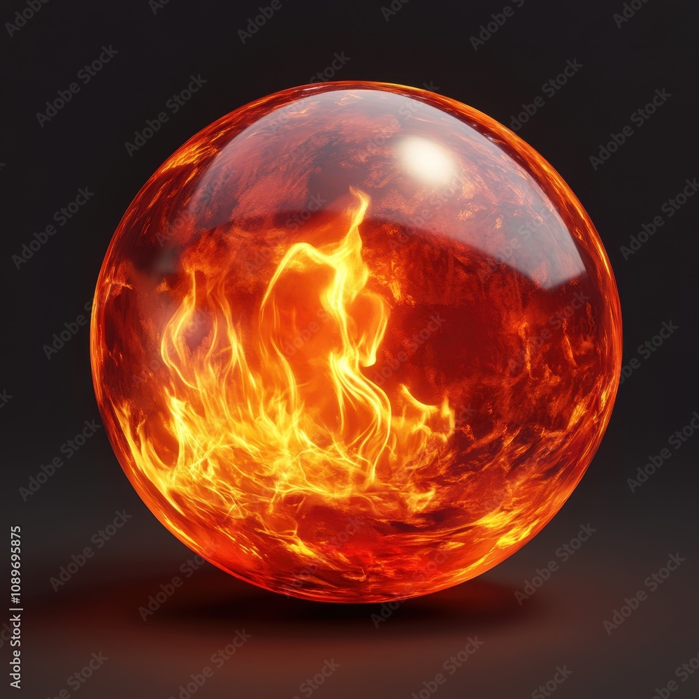 Fototapeta premium Blazing Orb of Fiery Essence: A Captivating Sphere of Scorching Beauty