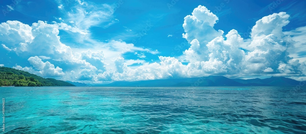 Fototapeta premium Tropical Sea Landscape with Clear Blue Sky