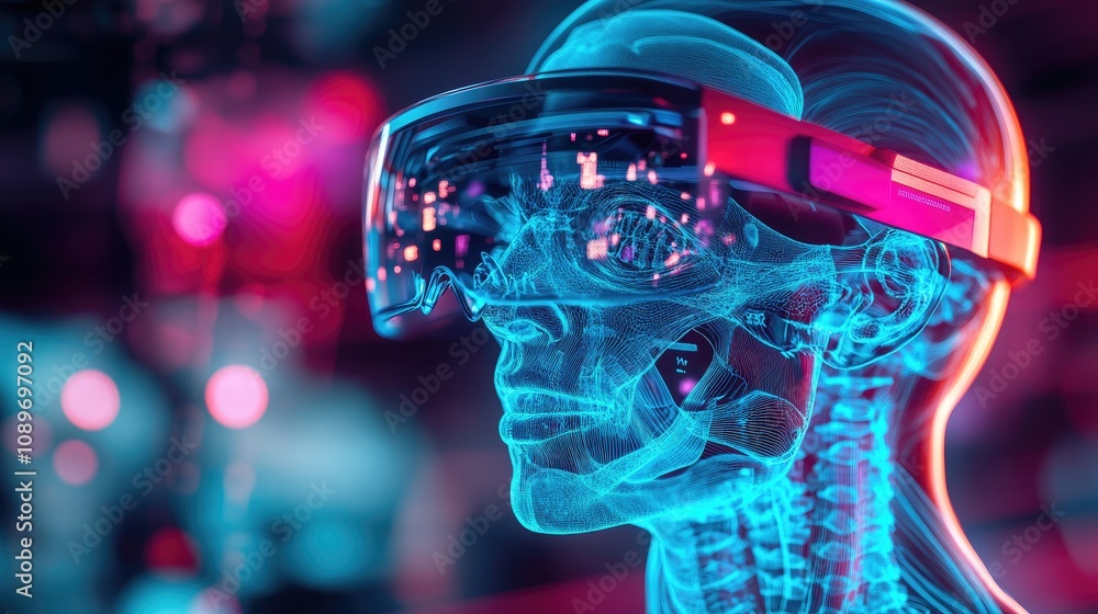 Futuristic Augmented Reality Technology: Human Skeleton with AR Glasses Futuristic Augmented Reality Technology: Human Skeleton with AR Glasses